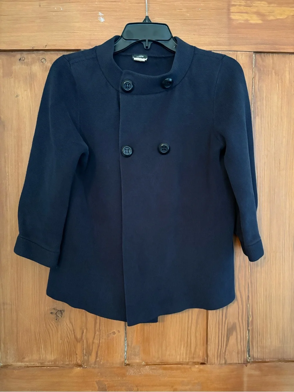 Women’s JCrew Navy Blue Cotton Knit Sweater Double Breasted Size M